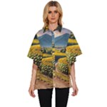Sunflowers Flowers Nature Women s Batwing Button Up Shirt