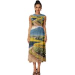 Sunflowers Flowers Nature Sleeveless Round Neck Midi Dress
