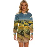 Sunflowers Flowers Nature Womens Long Sleeve Shirt Dress