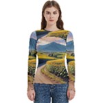 Sunflowers Flowers Nature Women s Cut Out Long Sleeve T-Shirt