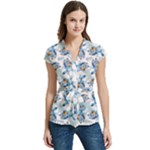 Bluey, Bluey merch, Bluey pattern, Bluey Bluey, bingo, Bluey design, bluey dog Women s Cap Sleeve Mandarin Collar Waist Tie Blouse Bluey, Bluey merch, Bluey pattern, Bluey Bluey, bingo, Bluey design, bluey dog Women s Cap Sleeve Mandarin Collar Waist Tie Blouse