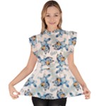 Bluey, Bluey merch, Bluey pattern, Bluey Bluey, bingo, Bluey design, bluey dog Ruffle Collar Short Sleeve Chiffon Top Bluey, Bluey merch, Bluey pattern, Bluey Bluey, bingo, Bluey design, bluey dog Ruffle Collar Short Sleeve Chiffon Top