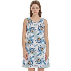 Round Neck Sleeve Casual Dress With Pockets 