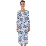 Bluey, Bluey merch, Bluey pattern, Bluey Bluey, bingo, Bluey design, bluey dog Quarter Sleeve Midi Bodycon Dress Bluey, Bluey merch, Bluey pattern, Bluey Bluey, bingo, Bluey design, bluey dog Quarter Sleeve Midi Bodycon Dress