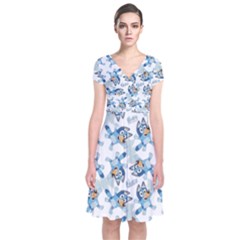 Short Sleeve Front Wrap Dress 