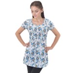 Bluey, Bluey merch, Bluey pattern, Bluey Bluey, bingo, Bluey design, bluey dog Puff Sleeve Tunic Top Bluey, Bluey merch, Bluey pattern, Bluey Bluey, bingo, Bluey design, bluey dog Puff Sleeve Tunic Top