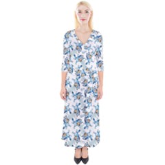 Quarter Sleeve Wrap Maxi Dress 
