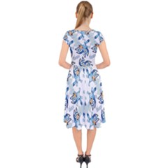 Cap Sleeve Front Wrap Midi Dress 