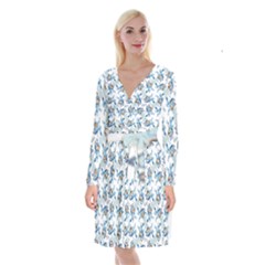 Long Sleeve Velvet Front Wrap Dress 