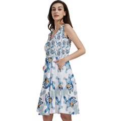 Sleeveless V-Neck Skater Dress with Pockets 