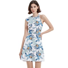 Cocktail Party Halter Sleeveless Dress With Pockets 