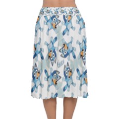 Velvet Flared Midi Skirt 