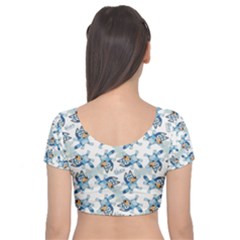 Velvet Short Sleeve Crop Top  