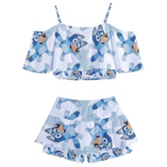 Kids  Off Shoulder Skirt Bikini 