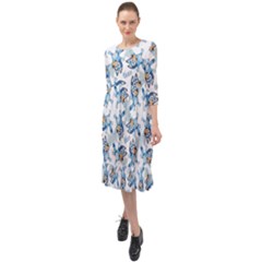 Ruffle End Midi Chiffon Dress 