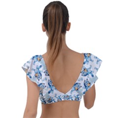Plunge Frill Sleeve Bikini Top 
