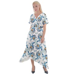 Cross Front Sharkbite Hem Maxi Dress 