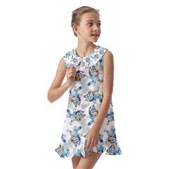 Kids  Pilgrim Collar Ruffle Hem Dress 