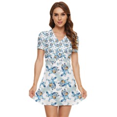 V-Neck High Waist Chiffon Mini Dress 