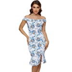 Bluey, Bluey merch, Bluey pattern, Bluey Bluey, bingo, Bluey design, bluey dog Off Shoulder Ruffle Split Hem Bodycon Dress Bluey, Bluey merch, Bluey pattern, Bluey Bluey, bingo, Bluey design, bluey dog Off Shoulder Ruffle Split Hem Bodycon Dress