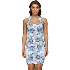 Sleeveless Wide Square Neckline Ruched Bodycon Dress 