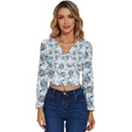Bluey, Bluey merch, Bluey pattern, Bluey Bluey, bingo, Bluey design, bluey dog Long Sleeve V-Neck Top Bluey, Bluey merch, Bluey pattern, Bluey Bluey, bingo, Bluey design, bluey dog Long Sleeve V-Neck Top