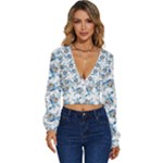 Bluey, Bluey merch, Bluey pattern, Bluey Bluey, bingo, Bluey design, bluey dog Long Sleeve Deep-V Velour Top Bluey, Bluey merch, Bluey pattern, Bluey Bluey, bingo, Bluey design, bluey dog Long Sleeve Deep-V Velour Top