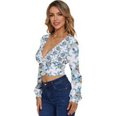 Long Sleeve Deep-V Velour Top 