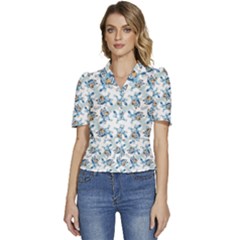 Puffed Short Sleeve Button Up Jacket 