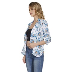 Women s 3/4 Sleeve Ruffle Edge Open Front Jacket 