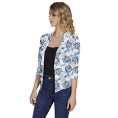 Women s Draped Front 3/4 Sleeve Shawl Collar Jacket 