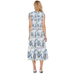 V-Neck Drawstring Shoulder Sleeveless Maxi Dress 
