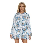 Bluey, Bluey merch, Bluey pattern, Bluey Bluey, bingo, Bluey design, bluey dog Round Neck Long Sleeve Bohemian Style Chiffon Mini Dress Bluey, Bluey merch, Bluey pattern, Bluey Bluey, bingo, Bluey design, bluey dog Round Neck Long Sleeve Bohemian Style Chiffon Mini Dress