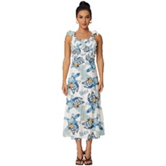 Tie-Strap Tiered Midi Chiffon Dress 