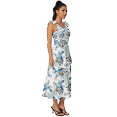 Tie-Strap Tiered Midi Chiffon Dress 