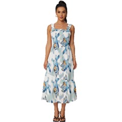 Square Neckline Tiered Midi Dress 