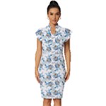 Bluey, Bluey merch, Bluey pattern, Bluey Bluey, bingo, Bluey design, bluey dog Vintage Frill Sleeve V-Neck Bodycon Dress Bluey, Bluey merch, Bluey pattern, Bluey Bluey, bingo, Bluey design, bluey dog Vintage Frill Sleeve V-Neck Bodycon Dress