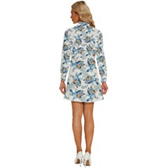 Women s Long Sleeve Bow Deco Button Up Dress 