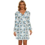 Bluey, Bluey merch, Bluey pattern, Bluey Bluey, bingo, Bluey design, bluey dog Long Sleeve Waist Tie Ruffle Velvet Dress Bluey, Bluey merch, Bluey pattern, Bluey Bluey, bingo, Bluey design, bluey dog Long Sleeve Waist Tie Ruffle Velvet Dress