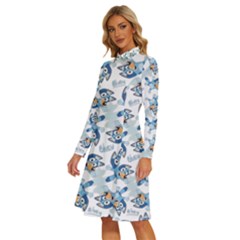 Long Sleeve Shirt Collar A-Line Dress 