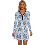 Bluey, Bluey merch, Bluey pattern, Bluey Bluey, bingo, Bluey design, bluey dog Long Sleeve Deep V Mini Dress Bluey, Bluey merch, Bluey pattern, Bluey Bluey, bingo, Bluey design, bluey dog Long Sleeve Deep V Mini Dress