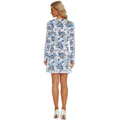 Long Sleeve Deep V Mini Dress  