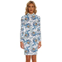 Long Sleeve Shirt Collar Bodycon Dress 