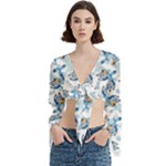 Bluey, Bluey merch, Bluey pattern, Bluey Bluey, bingo, Bluey design, bluey dog Trumpet Sleeve Cropped Top Bluey, Bluey merch, Bluey pattern, Bluey Bluey, bingo, Bluey design, bluey dog Trumpet Sleeve Cropped Top