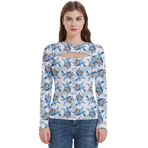 Bluey, Bluey merch, Bluey pattern, Bluey Bluey, bingo, Bluey design, bluey dog Women s Cut Out Long Sleeve T
