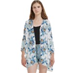 Bluey, Bluey merch, Bluey pattern, Bluey Bluey, bingo, Bluey design, bluey dog Open Front 3/4 Sleeve Batwing Chiffon Cardigan Kimono Bluey, Bluey merch, Bluey pattern, Bluey Bluey, bingo, Bluey design, bluey dog Open Front 3/4 Sleeve Batwing Chiffon Cardigan Kimono