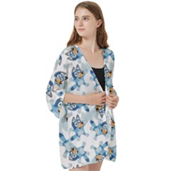 Open Front 3/4 Sleeve Batwing Chiffon Cardigan Kimono 
