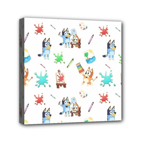 Bluey, Bluey merch, Bluey pattern, Bluey Bluey, bingo, Bluey design, bluey dog Mini Canvas 6  x 6  (Stretched) from ArtsNow.com