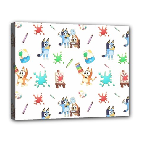 Bluey, Bluey merch, Bluey pattern, Bluey Bluey, bingo, Bluey design, bluey dog Canvas 14  x 11  (Stretched) from ArtsNow.com