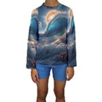 Ocean Sea Waves Kids  Long Sleeve Swimwear